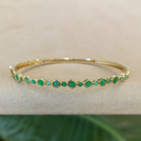 0.62 Ct.Tw. Emerald Emerald Bezel Bracelet, 14K Yellow Gold Image