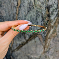 0.62 Ct.Tw. Emerald Emerald Bezel Bracelet, 14K Yellow Gold Life Style