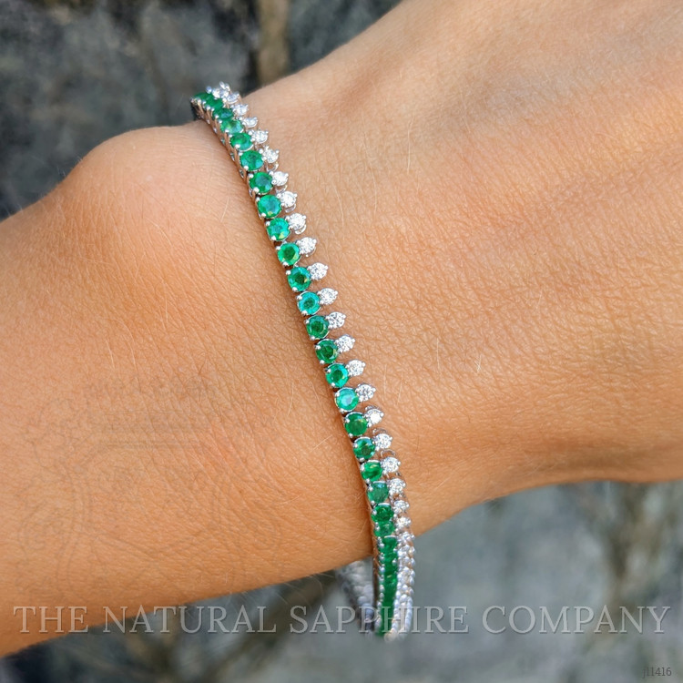 2.63 Ct.Tw. Emerald Natural Diamond Tennis/Line Bracelet, 14K White Gold