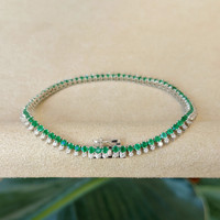 2.63 Ct.Tw. Emerald Natural Diamond Tennis/Line Bracelet, 14K White Gold Image