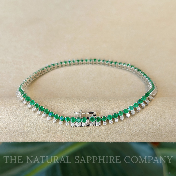 2.63 Ct.Tw. Emerald Natural Diamond Tennis/Line Bracelet, 14K White Gold