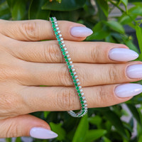 2.63 Ct.Tw. Emerald Natural Diamond Tennis/Line Bracelet, 14K White Gold Life Style