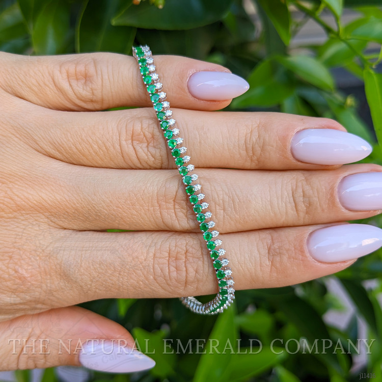 2.63 Ct.Tw. Emerald Natural Diamond Tennis/Line Bracelet, 14K White Gold