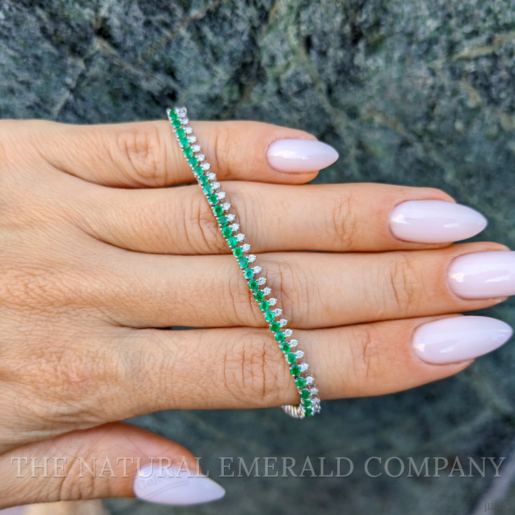 2.63 Ct.Tw. Emerald Natural Diamond Tennis/Line Bracelet, 14K White Gold