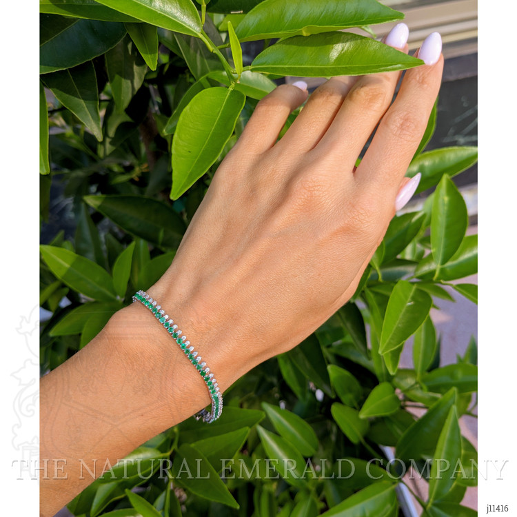 2.63 Ct.Tw. Emerald Natural Diamond Tennis/Line Bracelet, 14K White Gold