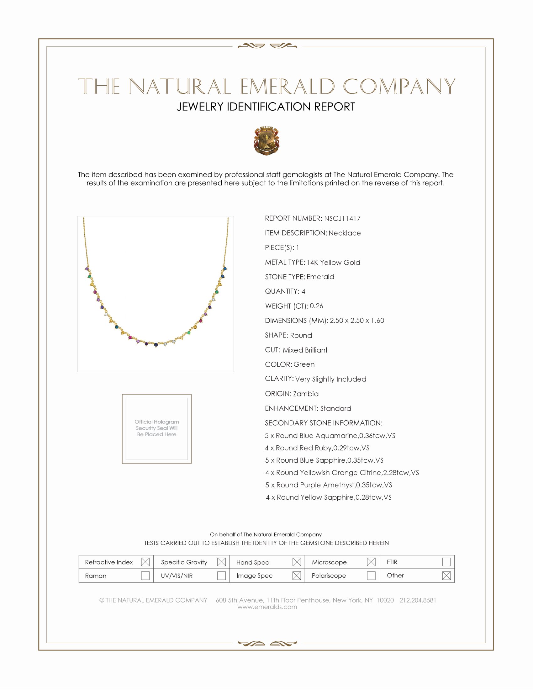 0.29 Ct. Aquamarine Citrine Multi Stone Necklace, 14K Yellow Gold