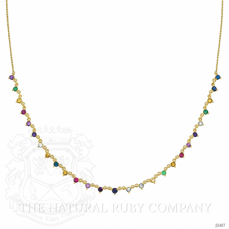 0.29 Ct. Aquamarine Citrine Multi Stone Necklace, 14K Yellow Gold
