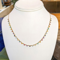 0.26 Ct. Aquamarine Citrine Multi Stone Necklace, 14K Yellow Gold Image