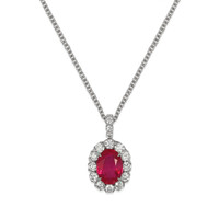 1.30 Ct. Ruby Natural Diamond Pave Pendant, 18K White Gold Video