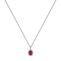 1.30 Ct. Ruby Natural Diamond Pave Pendant, 18K White Gold Image