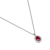 1.30 Ct. Ruby Natural Diamond Pave Pendant, 18K White Gold Image