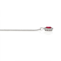 1.30 Ct. Ruby Natural Diamond Pave Pendant, 18K White Gold Image