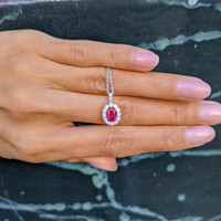 1.30 Ct. Ruby Natural Diamond Pave Pendant, 18K White Gold Life Style