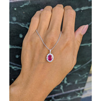 1.30 Ct. Ruby Natural Diamond Pave Pendant, 18K White Gold Life Style