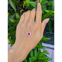1.30 Ct. Ruby Natural Diamond Pave Pendant, 18K White Gold Life Style