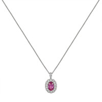 2.38 Ct. Pink Sapphire and Natural Diamond Pave Pendant, 18K White Gold Image