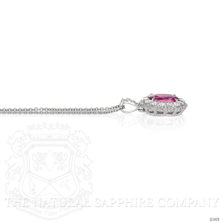 2.38 Ct. Pink Sapphire and Natural Diamond Pave Pendant, 18K White Gold
