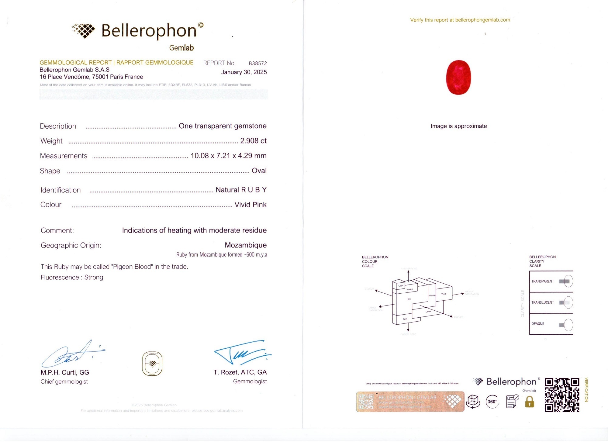 2.90 Ct. Ruby and Natural Diamond Pave Pendant, 18K White Gold