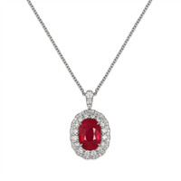 2.90 Ct. Ruby Natural Diamond Pave Pendant, 18K White Gold Video