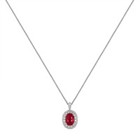 2.90 Ct. Ruby Natural Diamond Pave Pendant, 18K White Gold Image