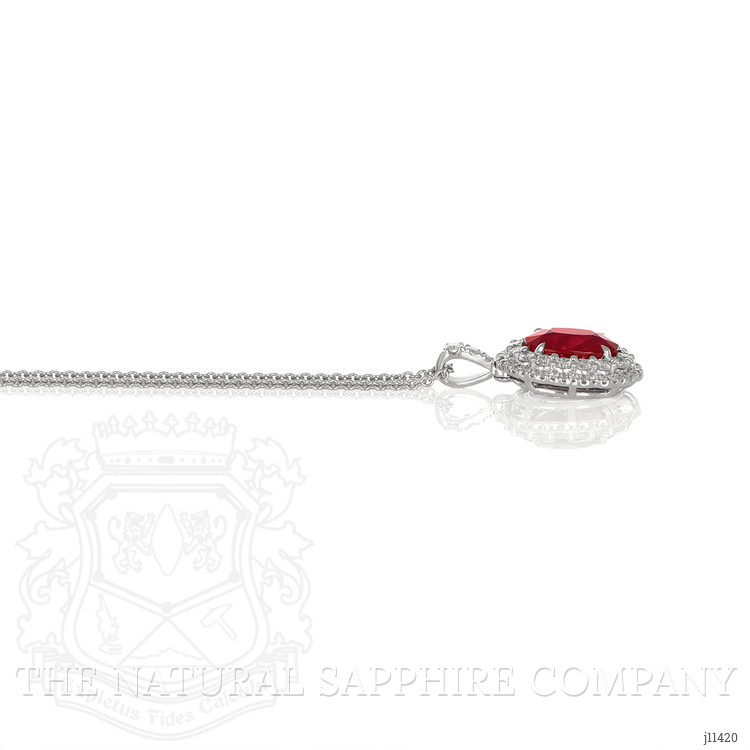 2.90 Ct. Ruby Natural Diamond Pave Pendant, 18K White Gold