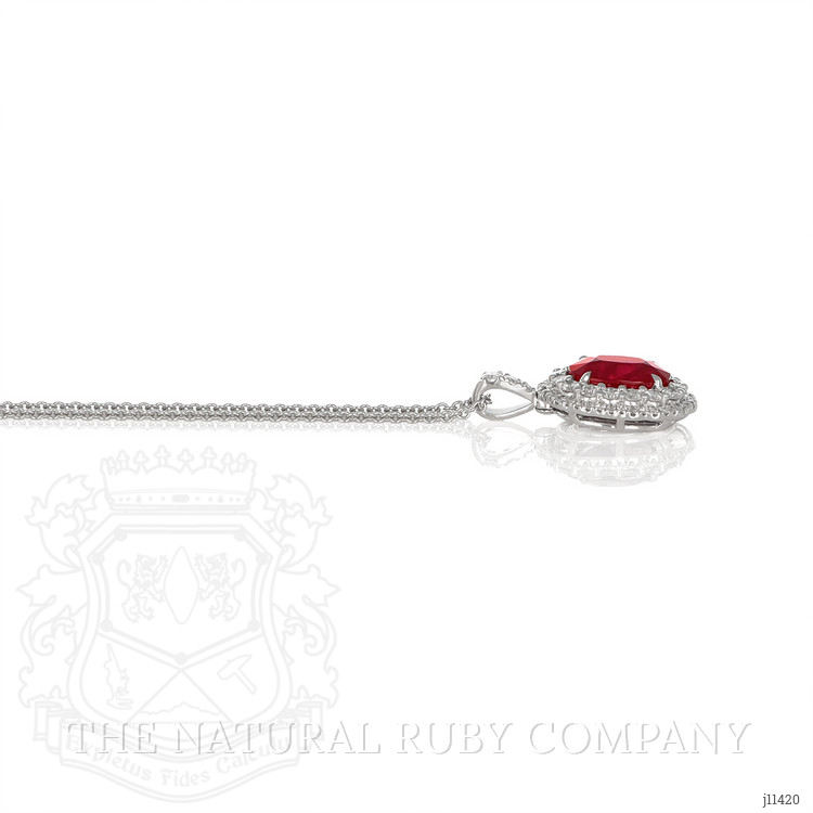 2.90 Ct. Ruby Natural Diamond Pave Pendant, 18K White Gold