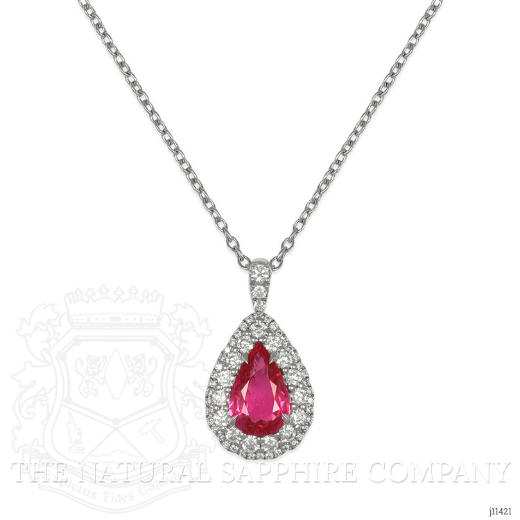 2.09 Ct. Pink Sapphire and Natural Diamond Pave Pendant, 18K White Gold