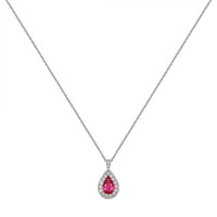 2.09 Ct. Pink Sapphire and Natural Diamond Pave Pendant, 18K White Gold Image