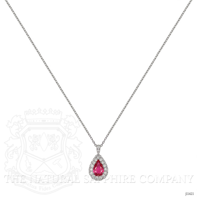 2.09 Ct. Pink Sapphire and Natural Diamond Pave Pendant, 18K White Gold