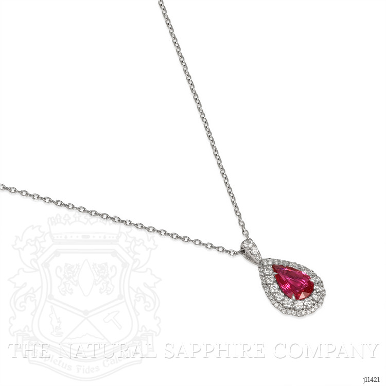 2.09 Ct. Pink Sapphire and Natural Diamond Pave Pendant, 18K White Gold