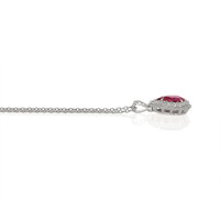 2.09 Ct. Pink Sapphire and Natural Diamond Pave Pendant, 18K White Gold Image