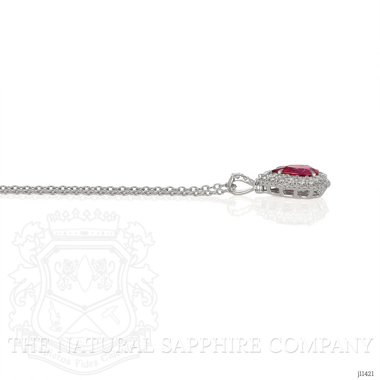 2.09 Ct. Pink Sapphire and Natural Diamond Pave Pendant, 18K White Gold
