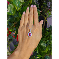 2.09 Ct. Pink Sapphire and Natural Diamond Pave Pendant, 18K White Gold Life Style