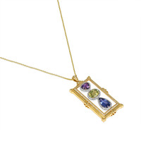 7.79 Ct. Mixed Sapphire and Natural Diamond Pave Pendant, 18K Yellow & White Image