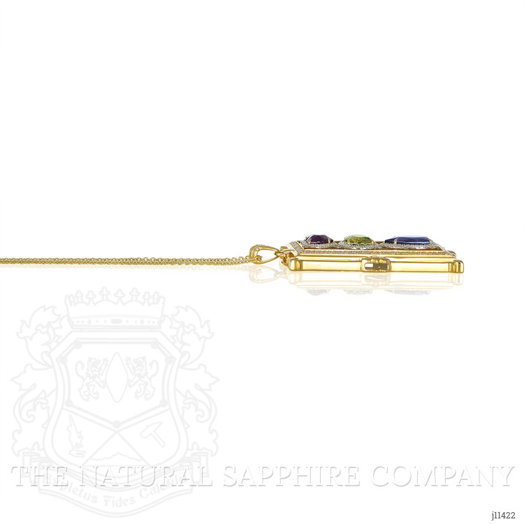 7.79 Ct. Mixed Sapphire and Natural Diamond Pave Pendant, 18K Yellow & White