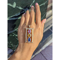 5.09 Ct. Mixed Sapphire and Natural Diamond Pave Pendant, 18K Yellow & White Life Style