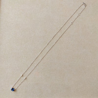 1.05&nbsp;Ct.Tw.Total Carat Weight Blue Sapphire and Natural Diamond Accent Stones Necklace, 14K White Gold Image