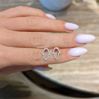 0.12 Ct.Tw. Ruby Natural Diamond Studs Earrings, 14K Yellow Gold Life Style