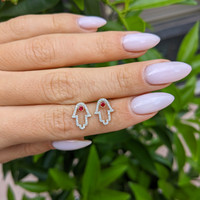 0.12 Ct.Tw. Ruby Natural Diamond Studs Earrings, 14K Yellow Gold Life Style