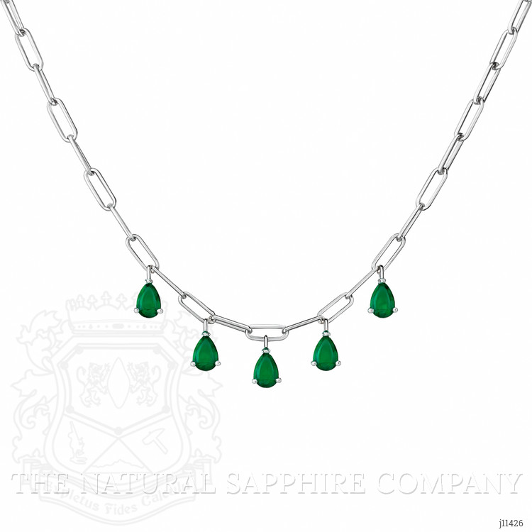 1.65 Ct. Emerald Accent Stones Necklace, 14K Yellow Gold