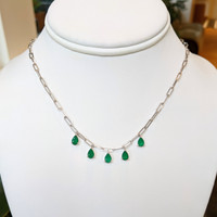 1.65 Ct. Emerald Accent Stones Necklace, 14K Yellow Gold Image