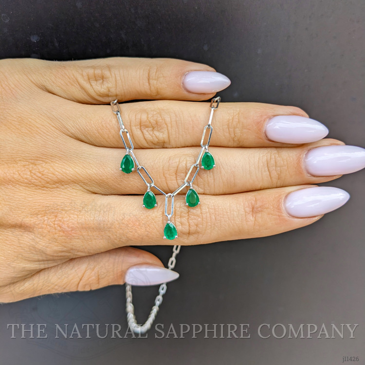 1.65 Ct. Emerald Accent Stones Necklace, 14K Yellow Gold