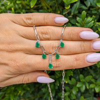 1.65 Ct. Emerald Accent Stones Necklace, 14K Yellow Gold Life Style