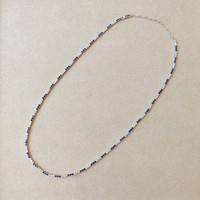 2.84 Ct. Blue Sapphire and Natural Diamond Pave Necklace, 14K White Gold Image
