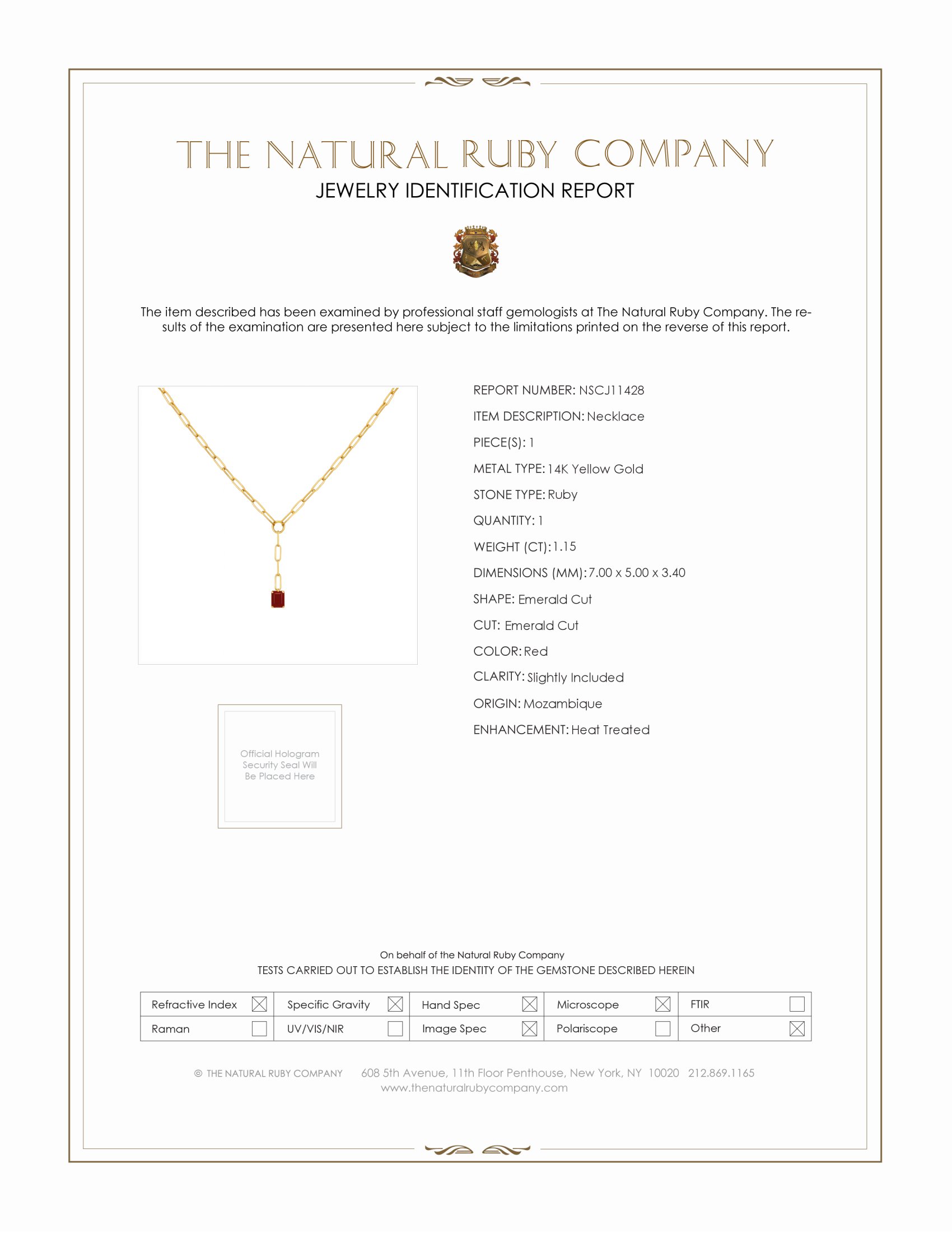 1.15 Ct. Ruby Accent Stones Necklace, 14K Yellow Gold