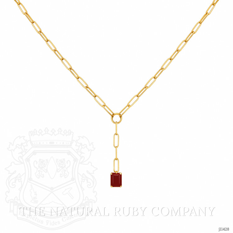 1.15 Ct. Ruby Accent Stones Necklace, 14K Yellow Gold