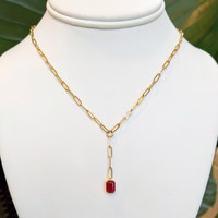 1.15 Ct. Ruby Accent Stones Necklace, 14K Yellow Gold Image