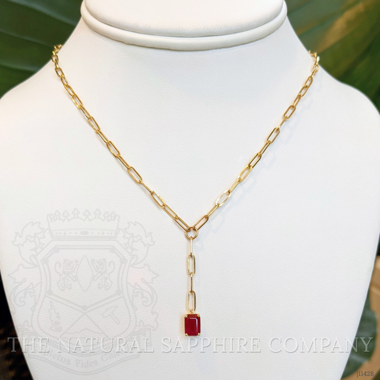 1.15 Ct. Ruby Accent Stones Necklace, 14K Yellow Gold