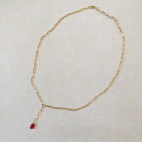 1.15 Ct. Ruby Accent Stones Necklace, 14K Yellow Gold Image