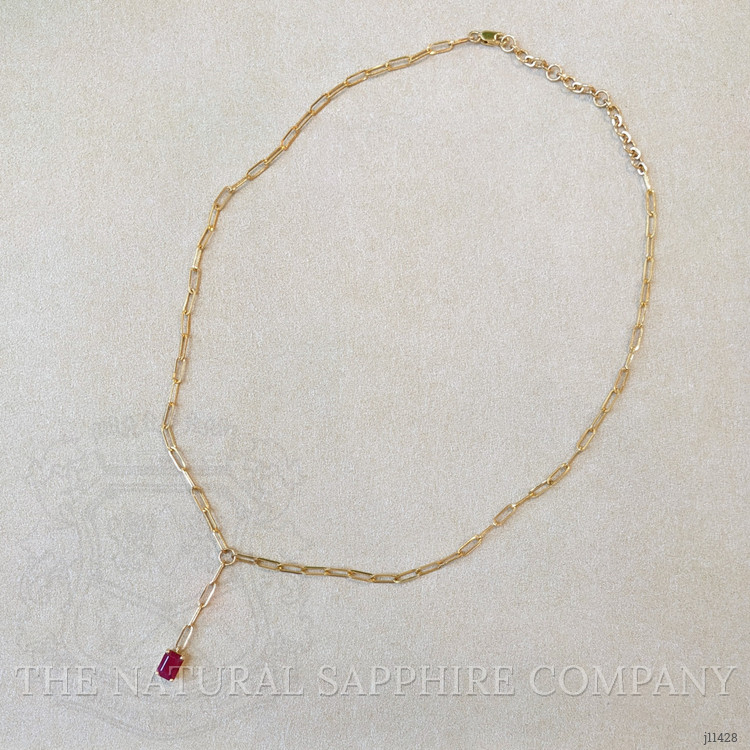 1.15 Ct. Ruby Accent Stones Necklace, 14K Yellow Gold
